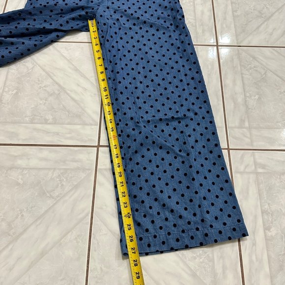 ICHI Polka Dot Chambray High Waisted Pants Womens Size Small Wide Leg Culottes - Picture 6 of 12